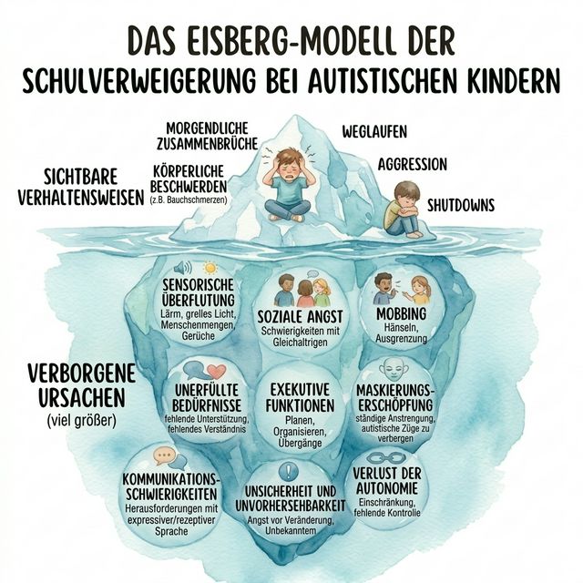 Schulverweigerung bei autistischen Kindern: Das Eisberg-Modell und was wirklich hilft